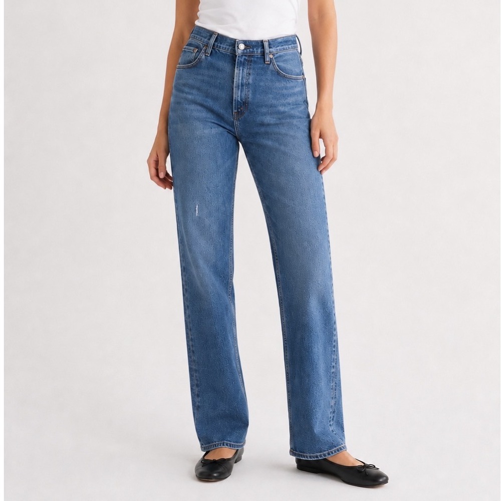 Abercrombie & Fitch 90s Straight Jeans Womens 34 18L Ultra High Rise Blue Denim